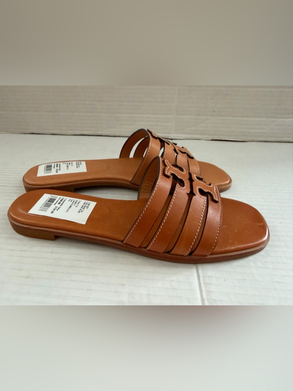 Tory Burch Ines Cage Slide Camello vachetta leather tan sandals size 7.5 - Picture 3 of 6
